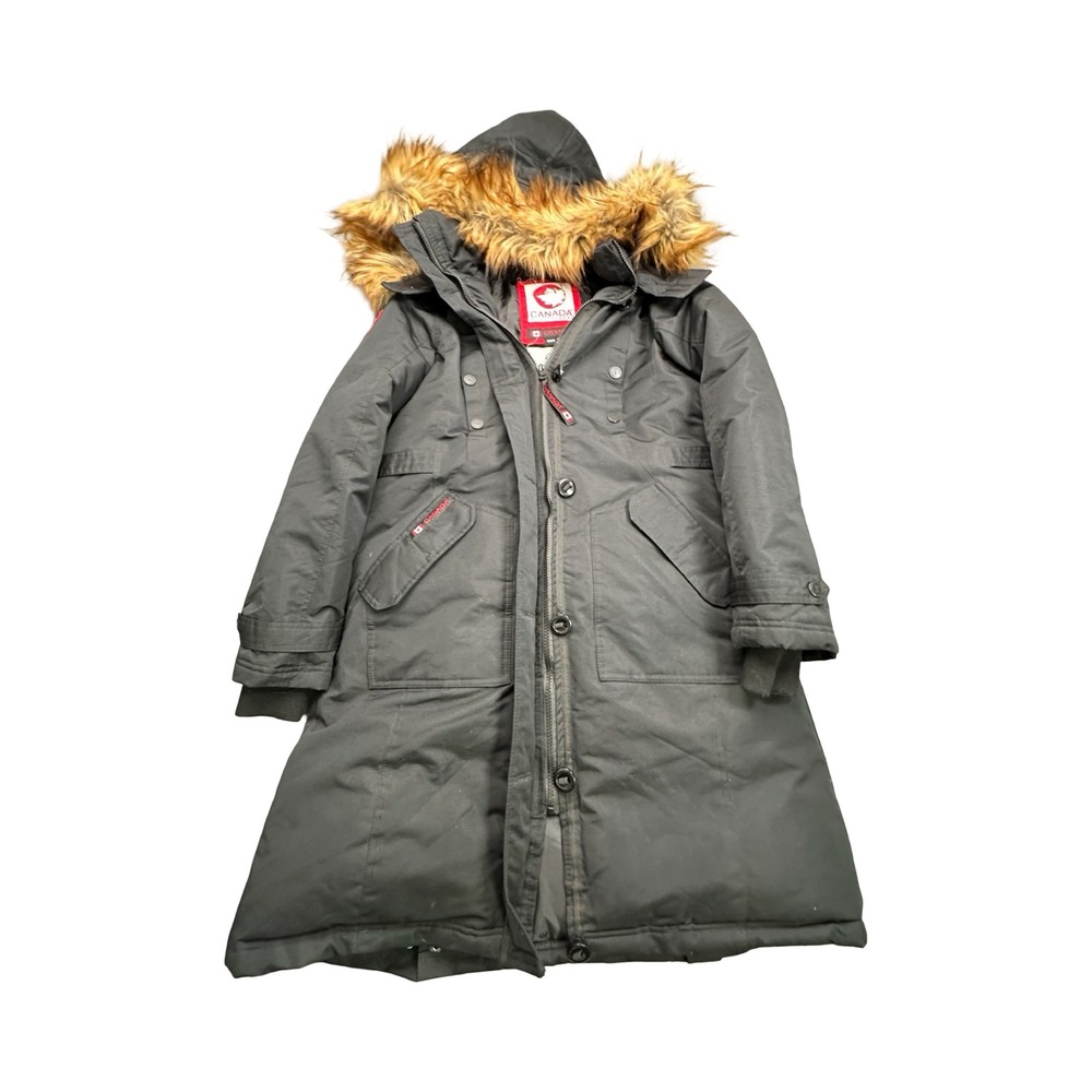 Canada Weathergear Parka Womens M Black Faux Fur Hood Winter Coat Gorpcore
